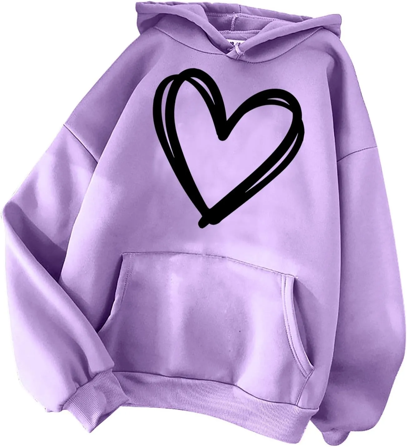 Cute Hooded Sweatshirt For Women 2024 Casual Long Sleeve Heart Graphic Hoodies Loose Comfy Fall Fashion Pullovers