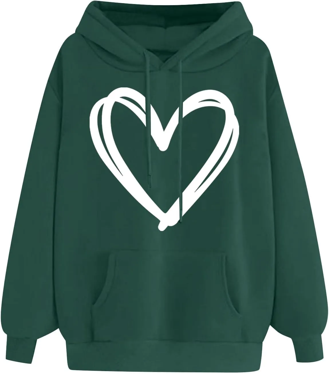 Cute Hooded Sweatshirt For Women 2024 Casual Long Sleeve Heart Graphic Hoodies Loose Comfy Fall Fashion Pullovers
