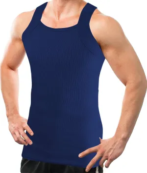 Different Touch Men Cotton Tank Top Square Cut Muscle Rib A-Shirt