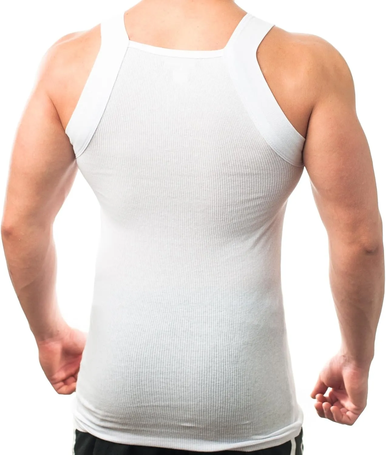 Different Touch Men Cotton Tank Top Square Cut Muscle Rib A-Shirt