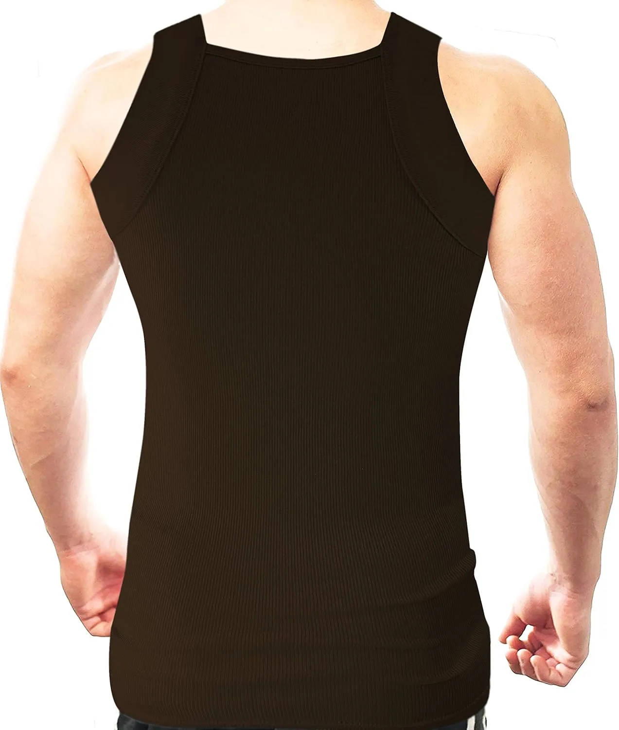 Different Touch Men Cotton Tank Top Square Cut Muscle Rib A-Shirt
