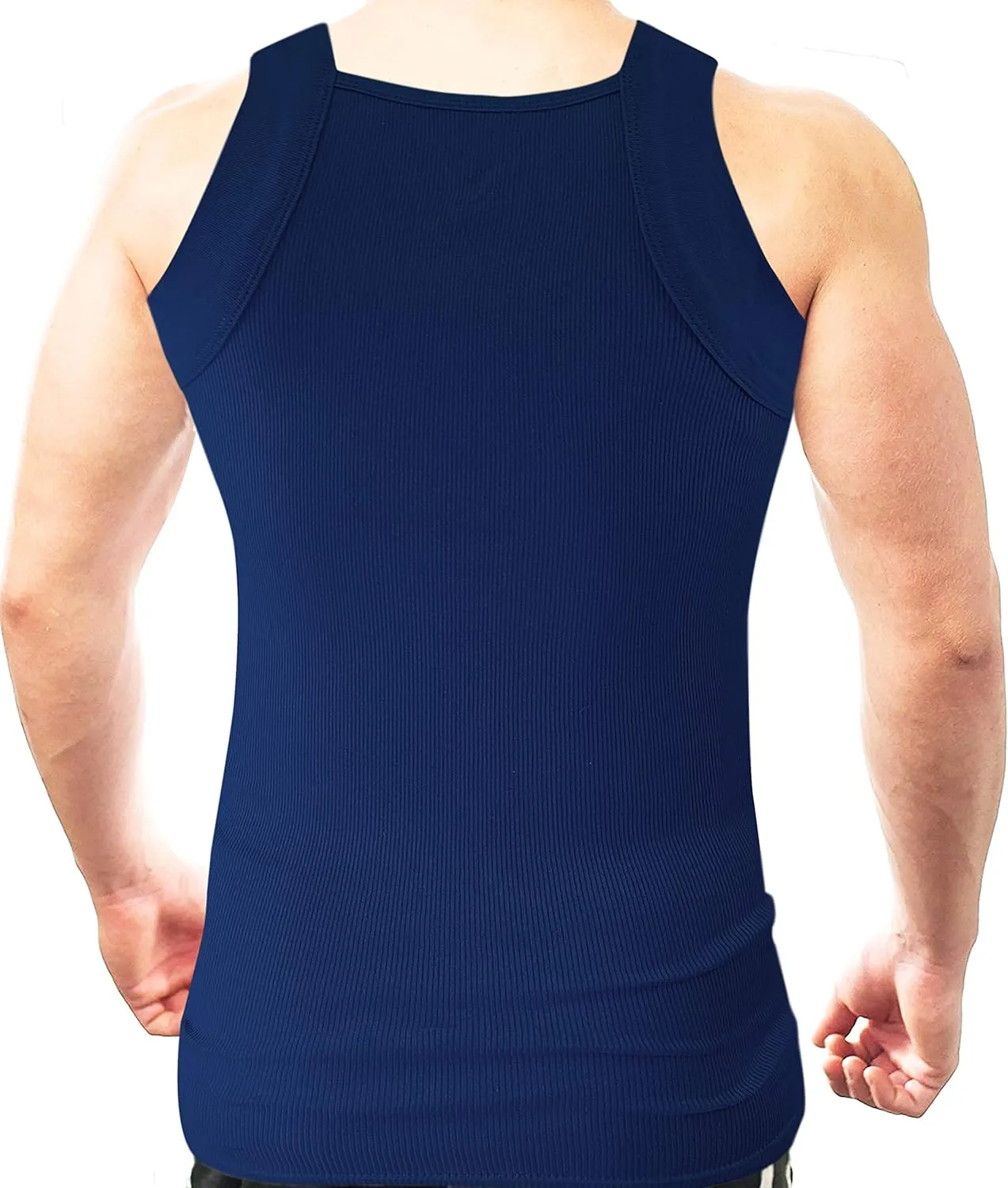 Different Touch Men Cotton Tank Top Square Cut Muscle Rib A-Shirt