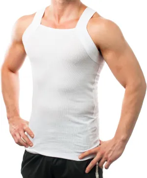 Different Touch Men Cotton Tank Top Square Cut Muscle Rib A-Shirt