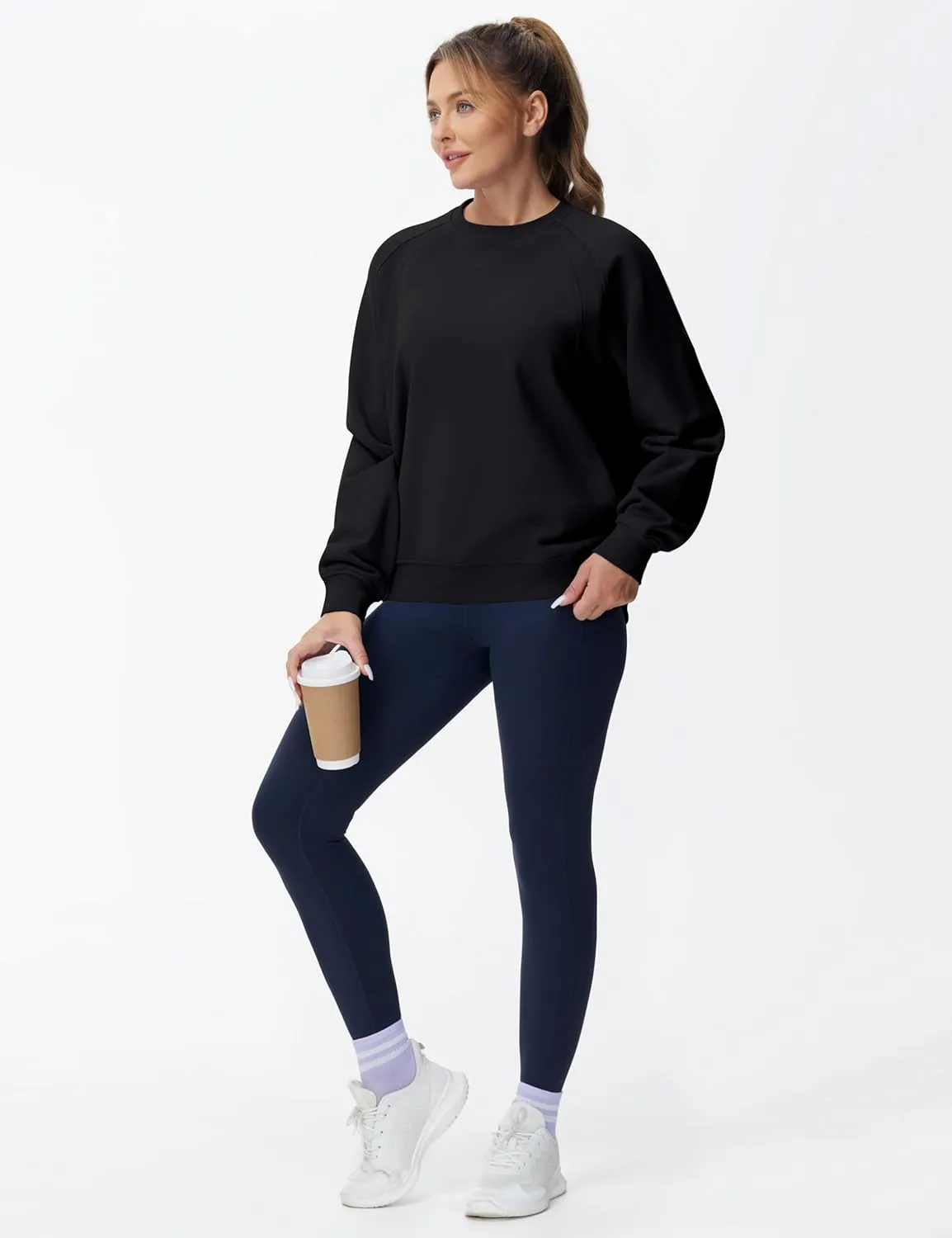 Dragon Fit Women's Fleece Oversized Sweatshirt Long Sleeve Crewneck Athletic Pullover Tops