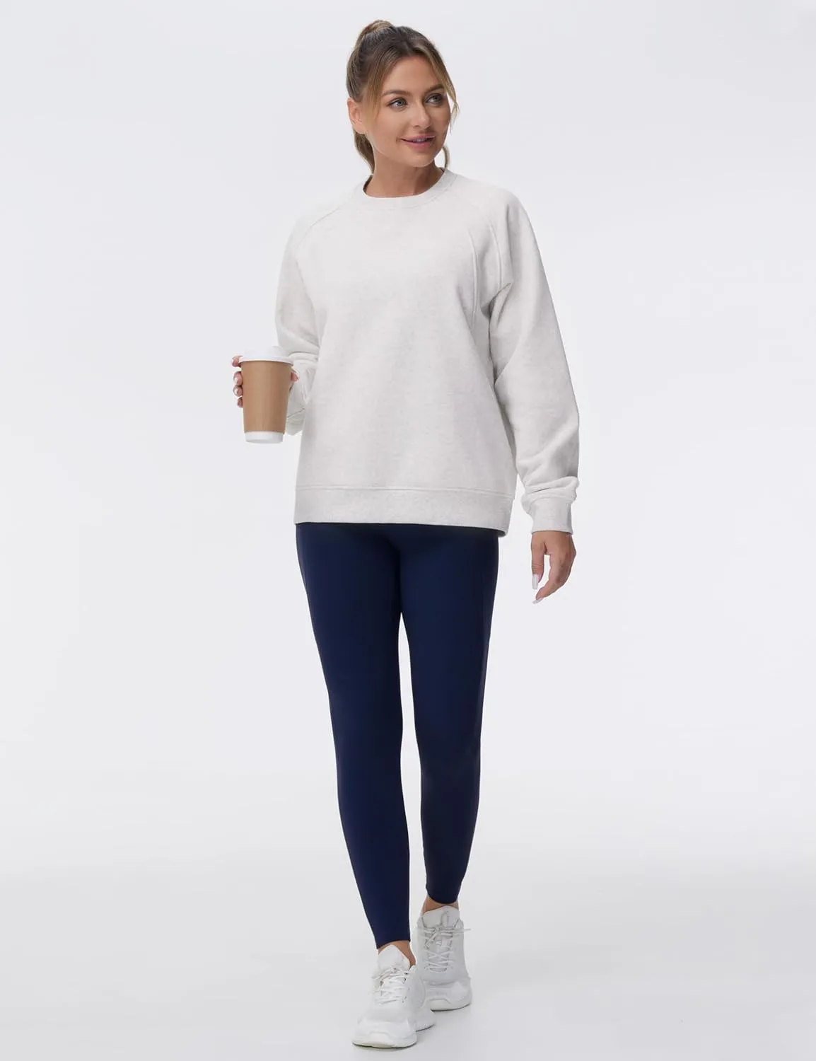 Dragon Fit Women's Fleece Oversized Sweatshirt Long Sleeve Crewneck Athletic Pullover Tops