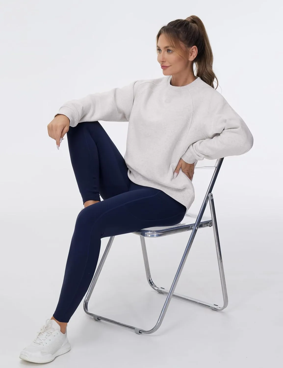 Dragon Fit Women's Fleece Oversized Sweatshirt Long Sleeve Crewneck Athletic Pullover Tops