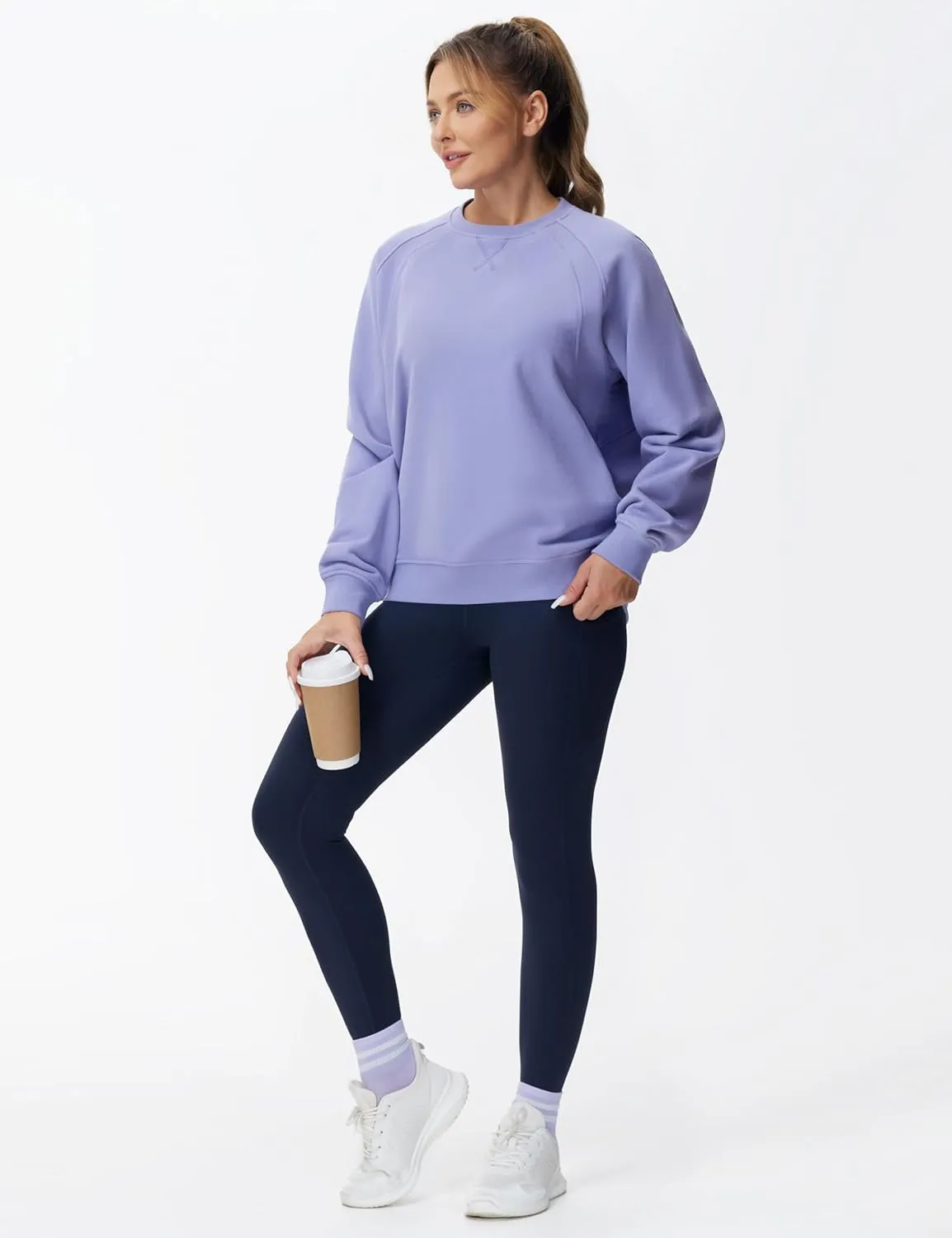 Dragon Fit Women's Fleece Oversized Sweatshirt Long Sleeve Crewneck Athletic Pullover Tops