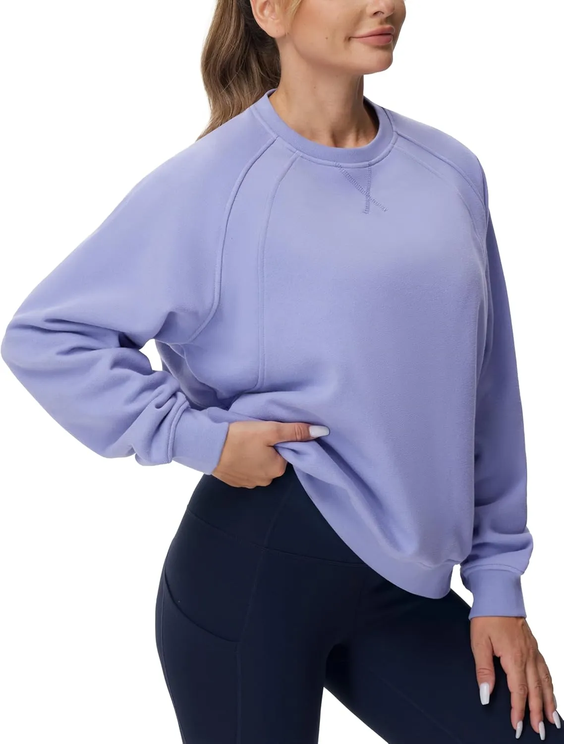 Dragon Fit Women's Fleece Oversized Sweatshirt Long Sleeve Crewneck Athletic Pullover Tops