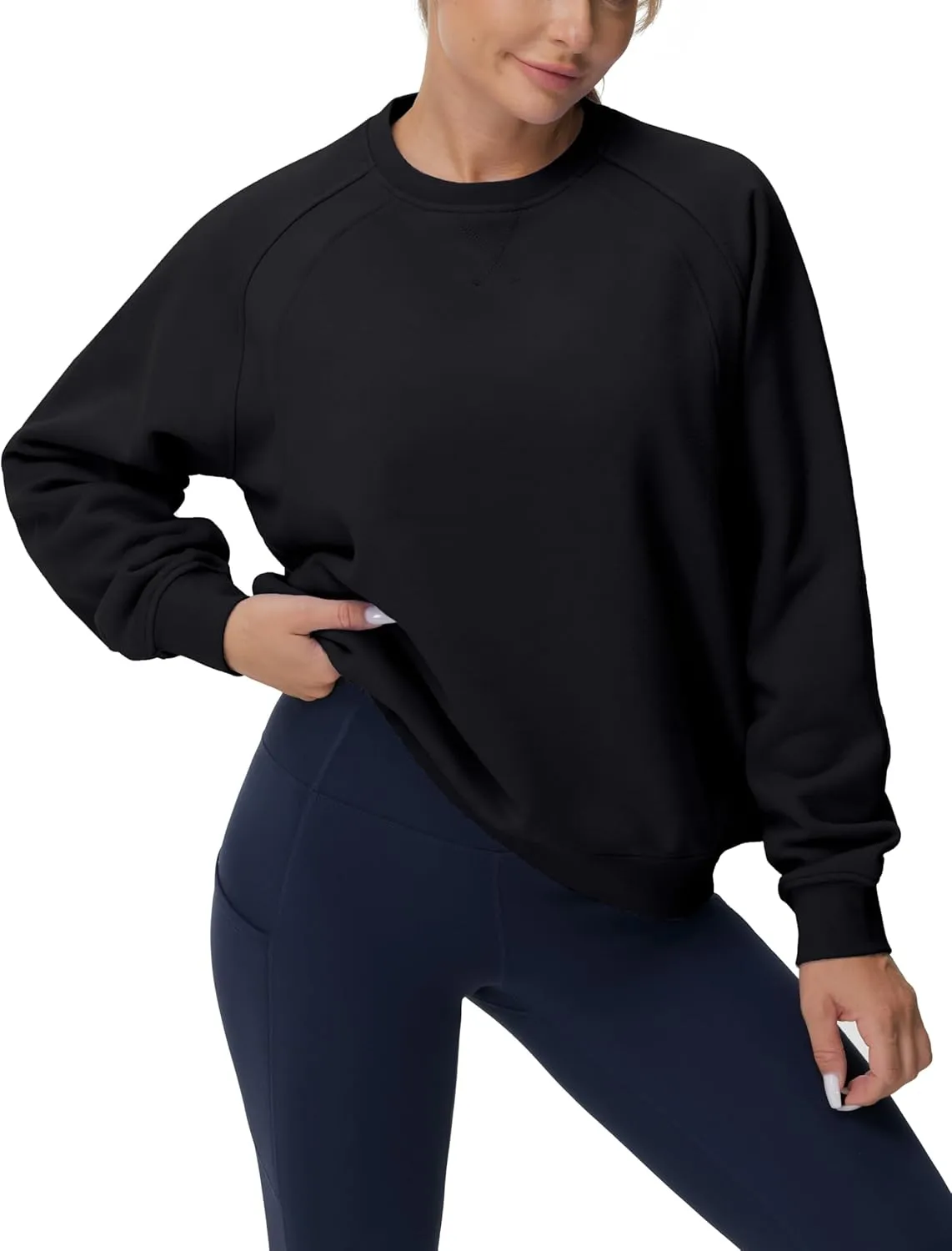 Dragon Fit Women's Fleece Oversized Sweatshirt Long Sleeve Crewneck Athletic Pullover Tops