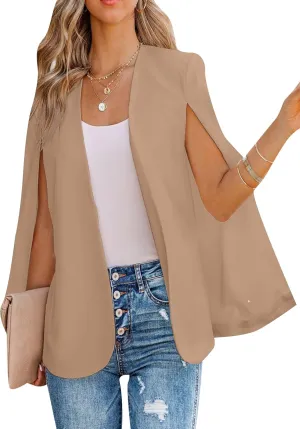 EFOFEI Womens Split Sleeve Lapel Blazers Casual Work Suit Open Front Cardigan with Pockets