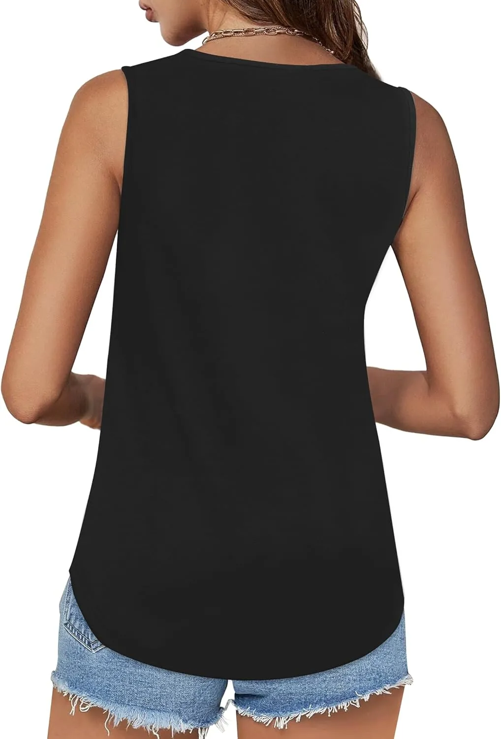 Elesomo Womens Shirts Casual Square Neck Sleeveless Tunic Tops for Leggings
