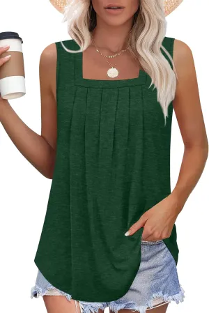 Elesomo Womens Shirts Casual Square Neck Sleeveless Tunic Tops for Leggings