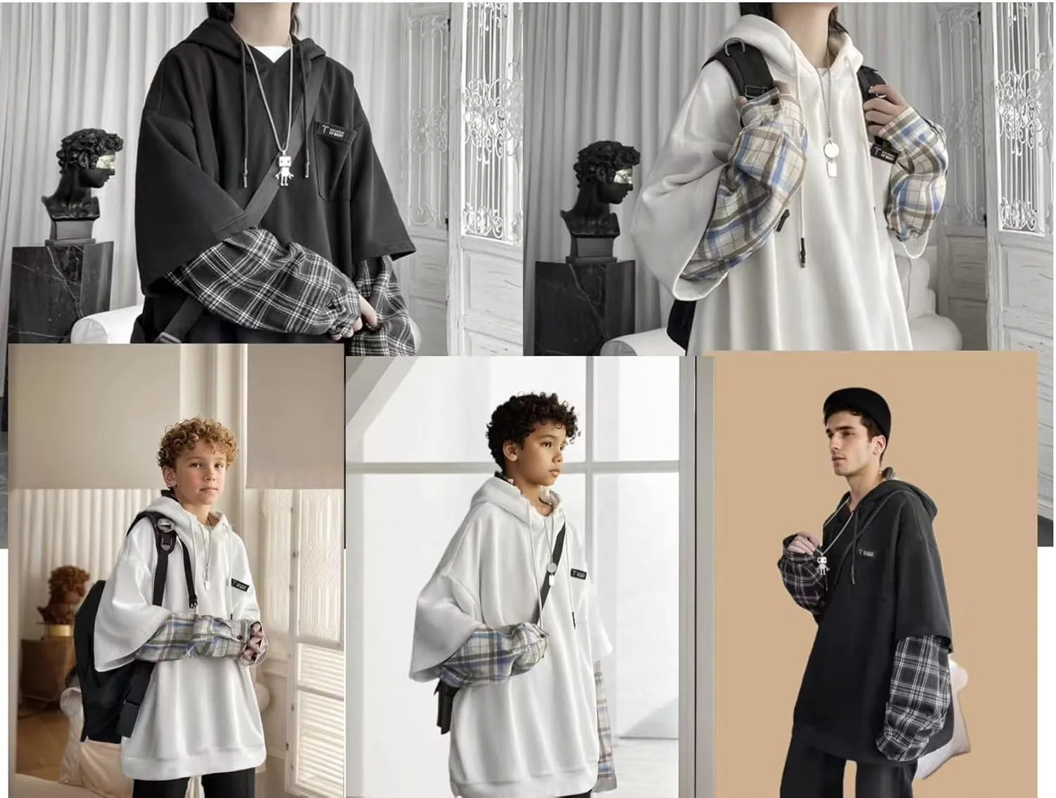 Emo Hoodie for Men Women Oversized Streetwear Hoodies Men Patchwork Hoodies Unisex Sweatshirt