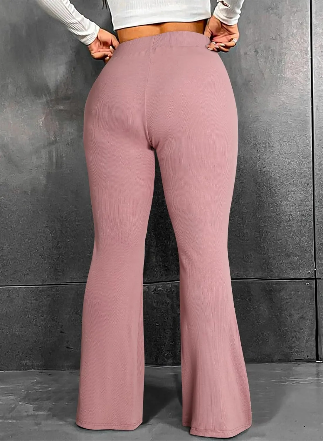 Eytino Plus Size Leggings for Women Elastic High Waisted Crossover Flare Pants Lounge Trousers(1X-5X)