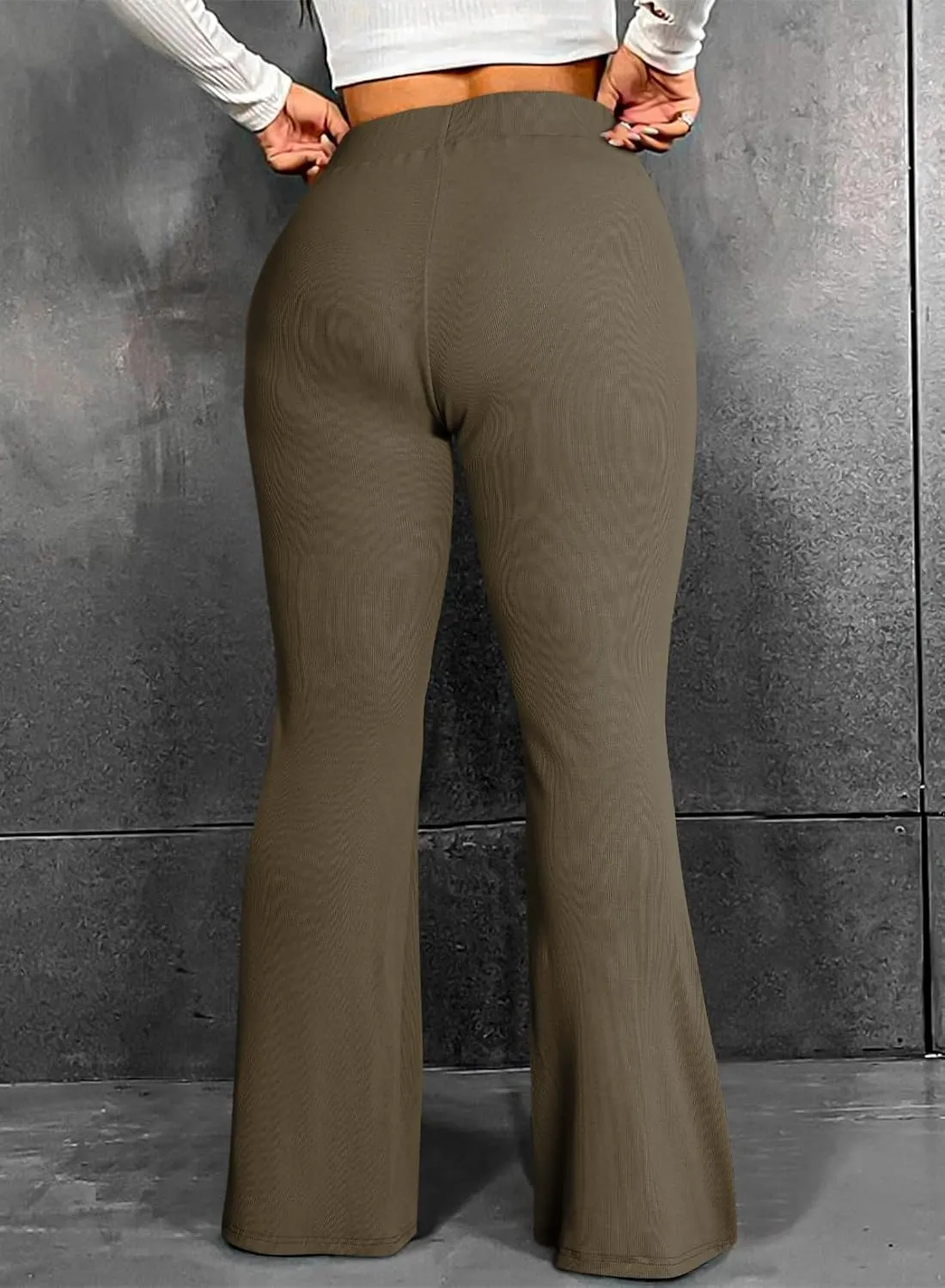 Eytino Plus Size Leggings for Women Elastic High Waisted Crossover Flare Pants Lounge Trousers(1X-5X)
