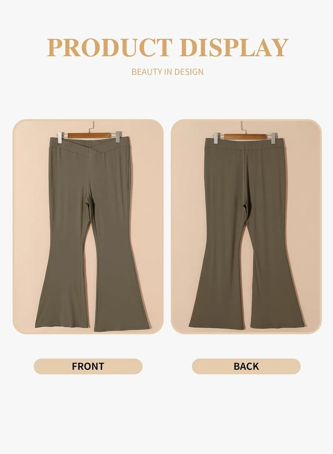 Eytino Plus Size Leggings for Women Elastic High Waisted Crossover Flare Pants Lounge Trousers(1X-5X)