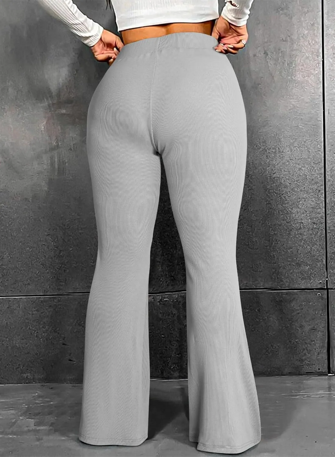 Eytino Plus Size Leggings for Women Elastic High Waisted Crossover Flare Pants Lounge Trousers(1X-5X)