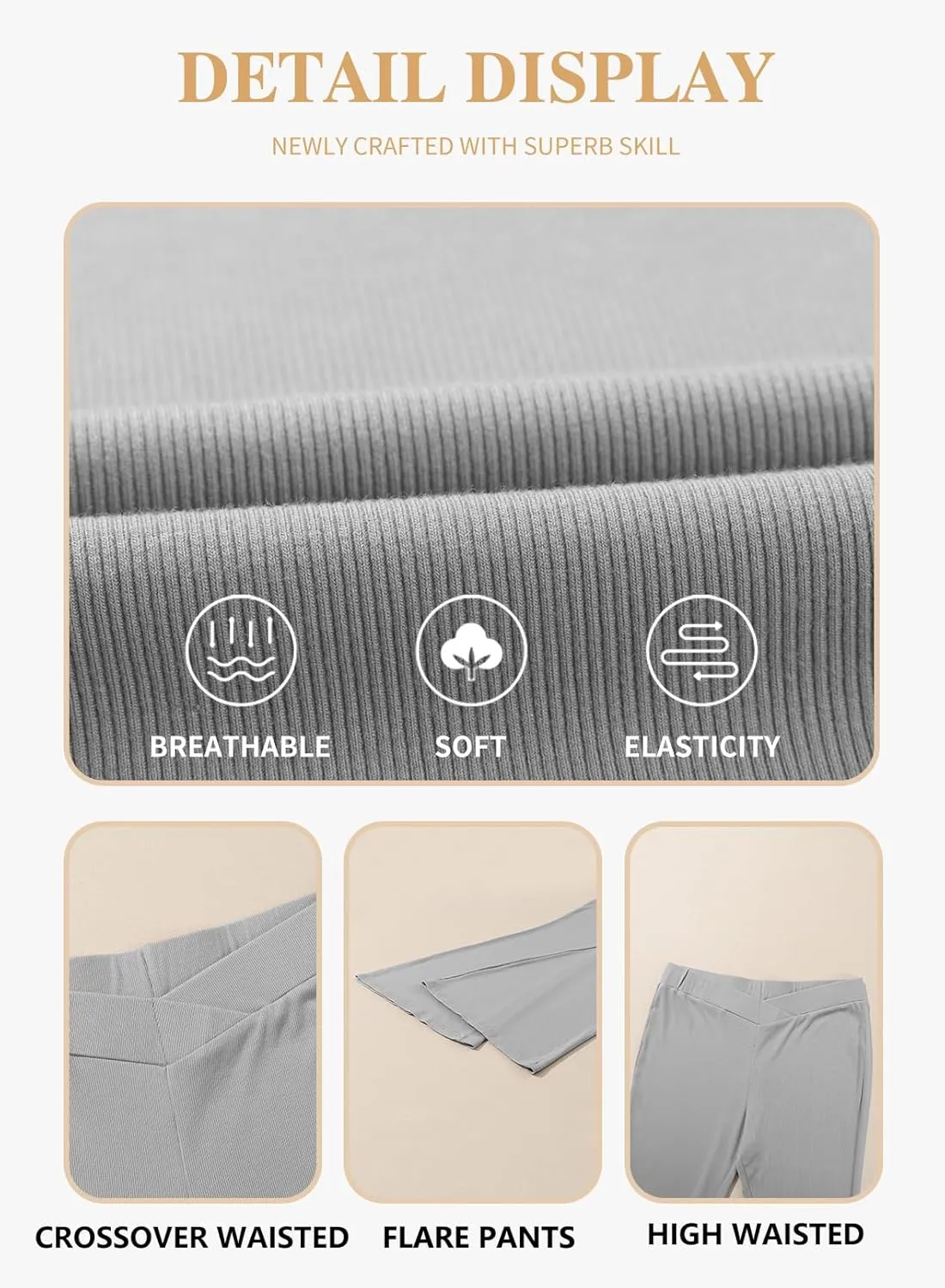 Eytino Plus Size Leggings for Women Elastic High Waisted Crossover Flare Pants Lounge Trousers(1X-5X)