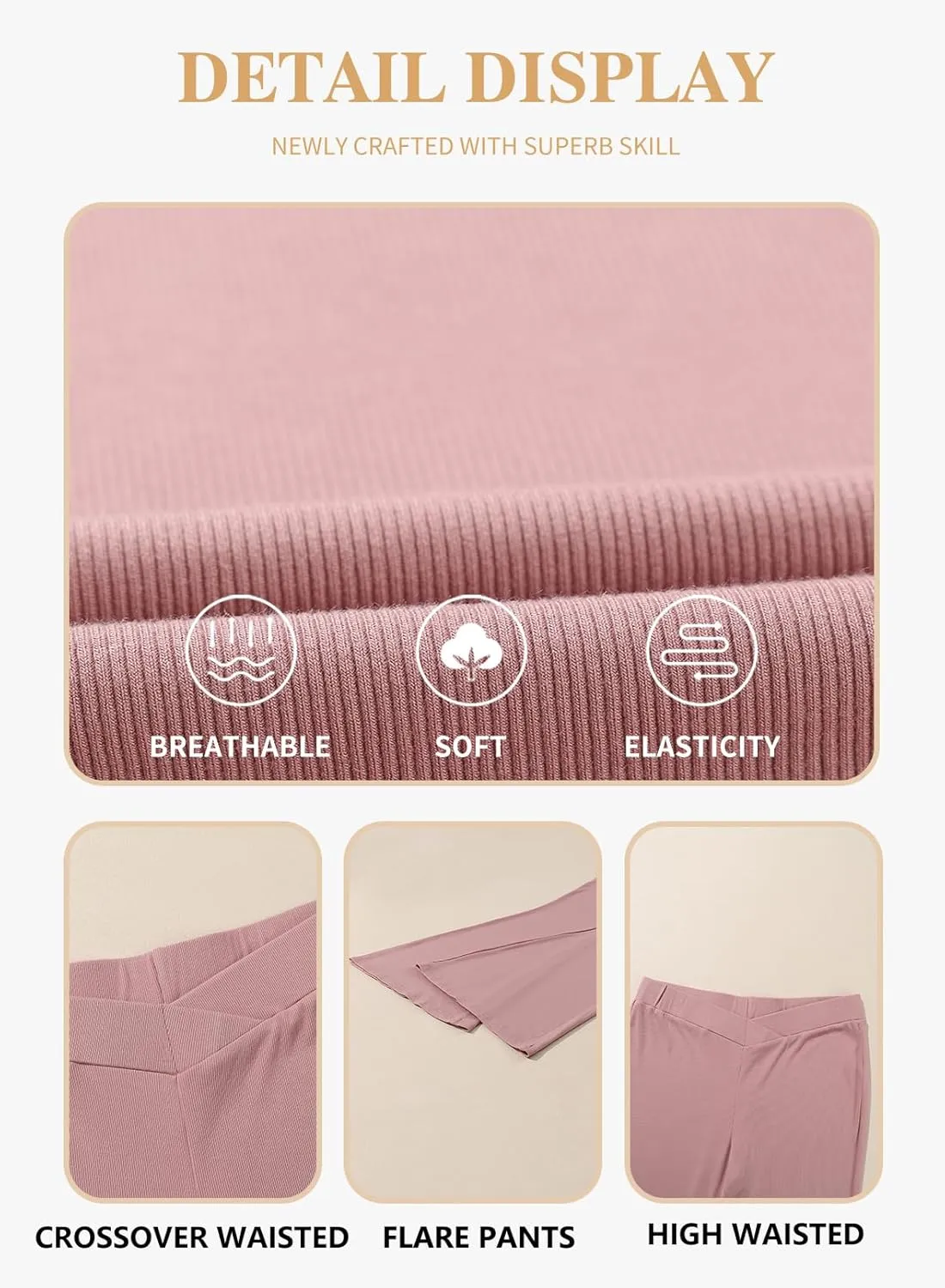 Eytino Plus Size Leggings for Women Elastic High Waisted Crossover Flare Pants Lounge Trousers(1X-5X)