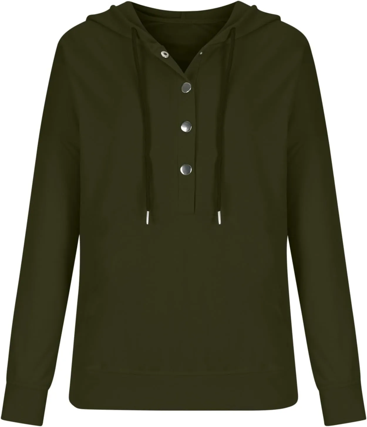 Fall Hoodies For Women Trendy 2024 Causal Long Sleeve Button Down Hooded Sweatshirt Solid Basic Pullover Tops