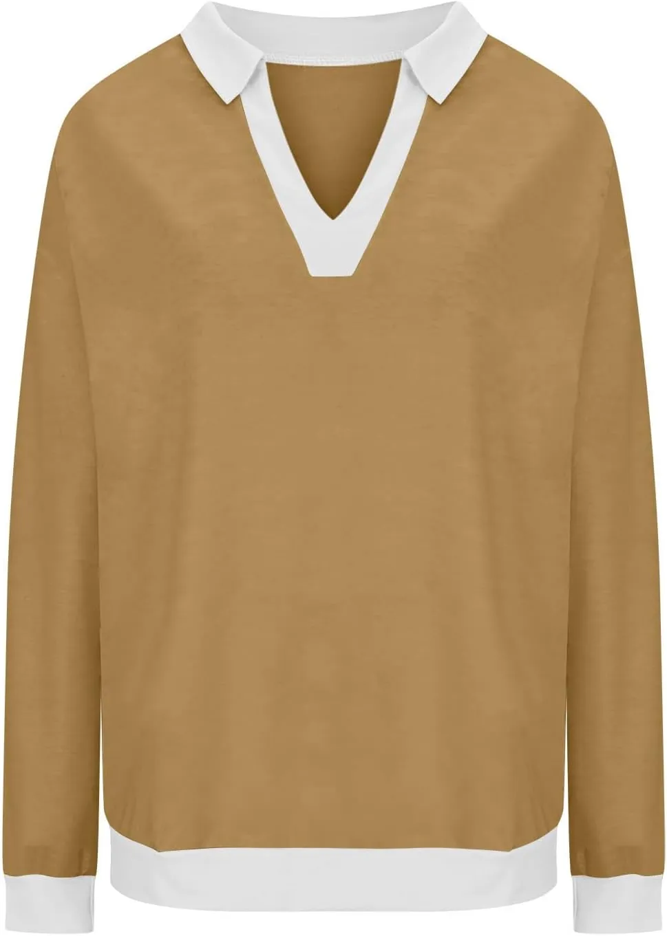 Fall Sweatshirts For Women Casual Long Sleeve Collared v Neck Sweatshirt Shirts Loose Pullover Tops Trendy 2024