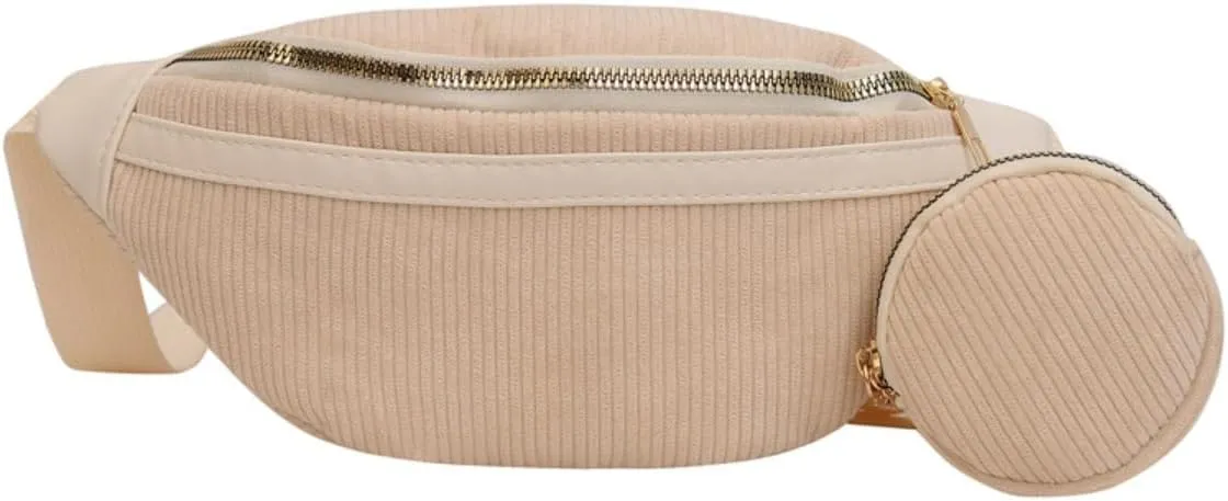 Fanny Crossbody Bag for Women Fashion Waist Bag with a Coin Purse Quilted Bum Hip Pouch for Sports Travel (off-white)