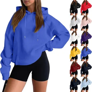 Fleece Hoodies for Women Baggy Lightweight Oversized Y2K Hoodie Comfy Casual Cotton Cute Sweatshirt Pullover w/Pocket