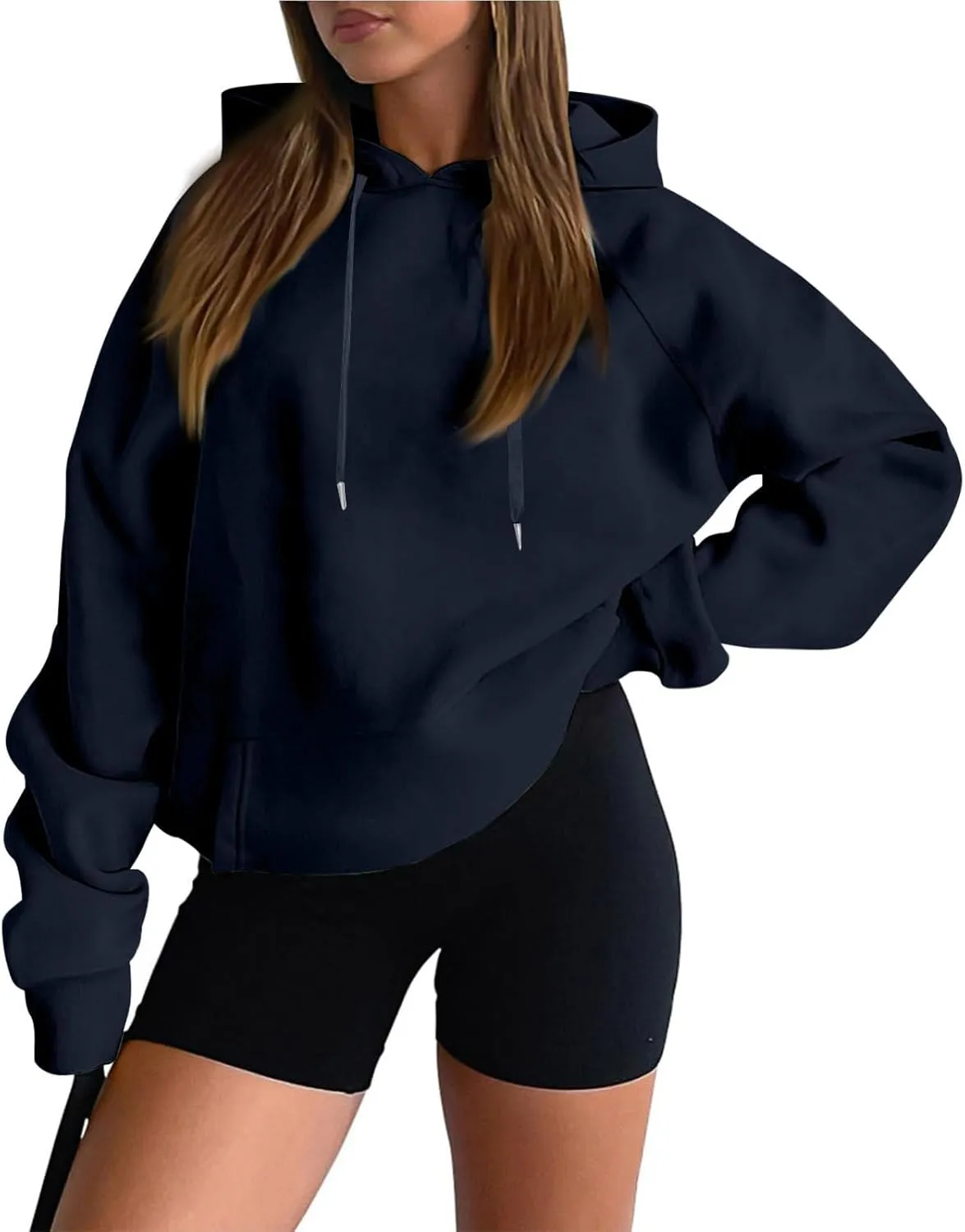 Fleece Hoodies for Women Baggy Lightweight Oversized Y2K Hoodie Comfy Casual Cotton Cute Sweatshirt Pullover w/Pocket
