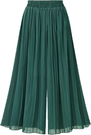 Flowy Chiffon Palazzo Dress Crop Pants for Women Dressy Casual Summer Wide Leg Pantalones De Vestir para Mujer