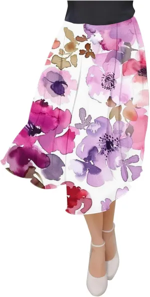 Flowy Skirts for Women Summer Casual Floral Printed Elastic High Waist A-Line Boho Beach Vacation Midi Skirts