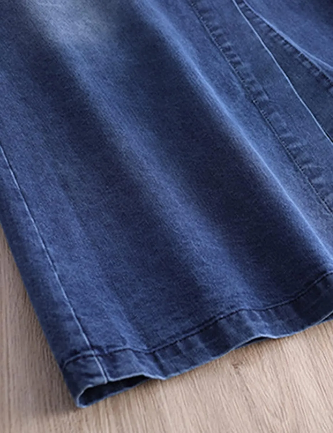 Flygo Women's Casual High Waisted Button Down A-Line Midi Long Denim Skirt