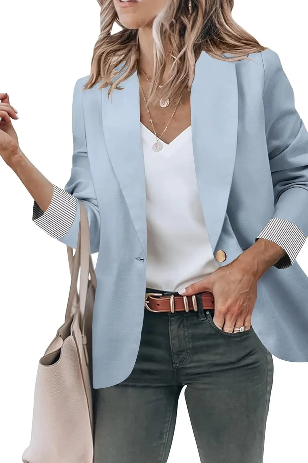 Genhoo Blazer Jackets for Women with Pockets Open Front Long Sleeve Casual Work Office Blazers