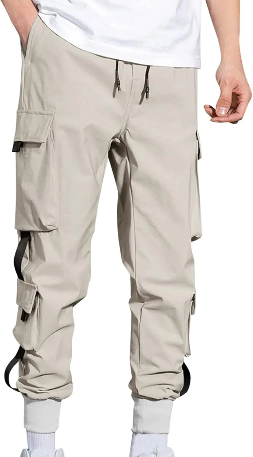 GIERIDUC Harajuku Hip Hop Denim Pants Men Winter Workout Clothes for Men Casual Jogger Pants for Men Long Legged Joggers Mens