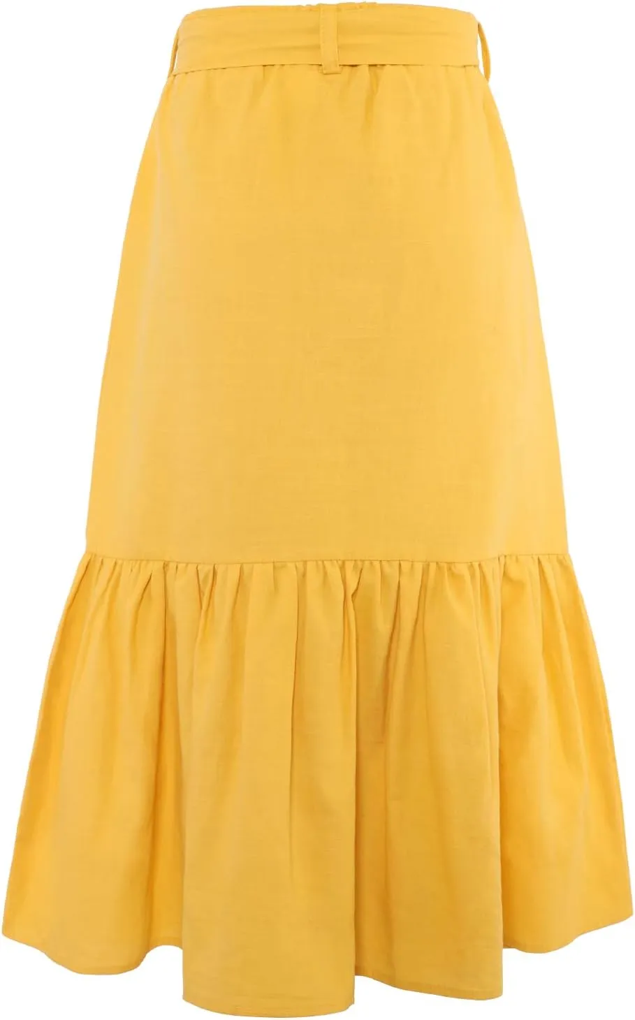 Girls Maxi Skirts A-Line Casual Ruffles Skirt with Pockets Button Front High Elastic Waisted Long Skirt 5-13 Years