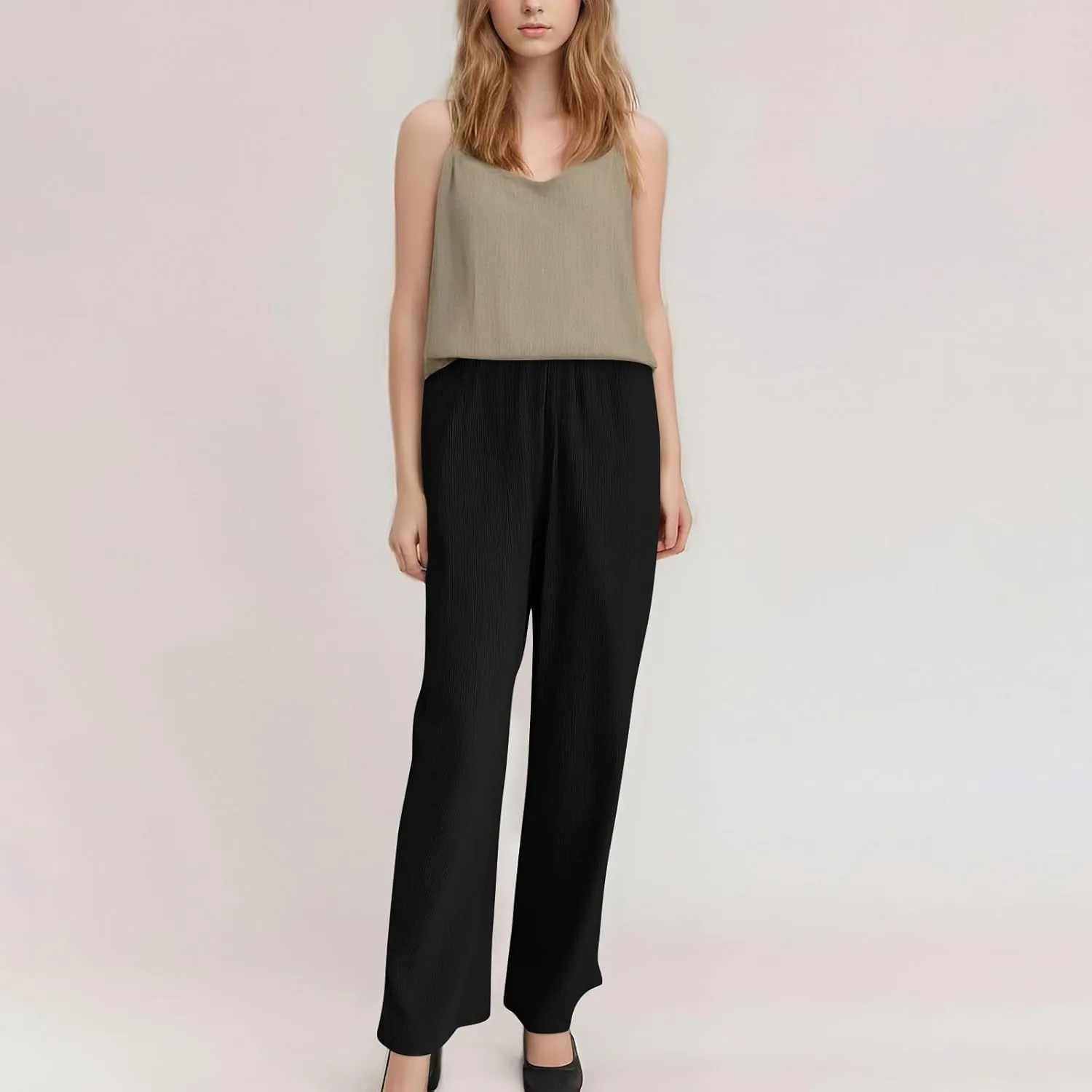 GOFULY Wide Leg Pants for Women Linen Beach Western Summer Drawstring Elastic Waist Pants High Waist Pockets Solid Outfits