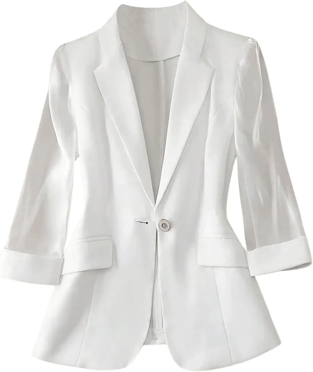 GORGLITTER Women's 3/4 Sleeve Blazer Jacket Bussiness Casual Striped Suit Jacket Work Lightweight Blazers