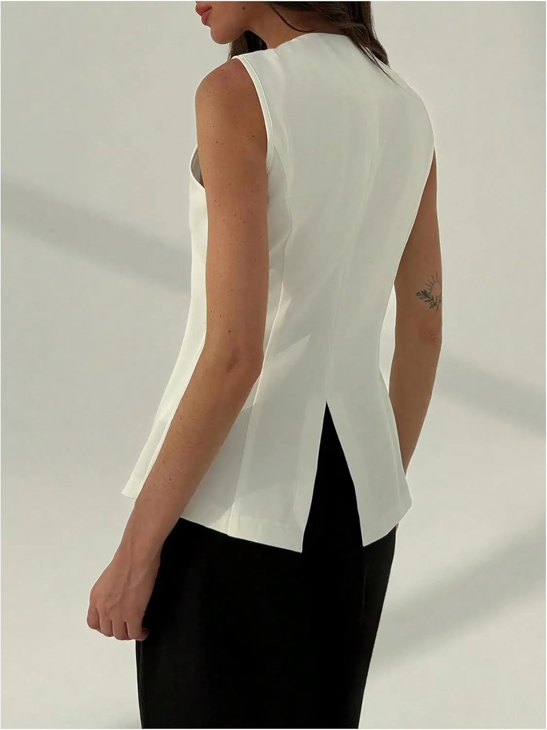 GORGLITTER Women's Dressy Blazers Vest Button Down Sleeveless Business Office Vest Jacket