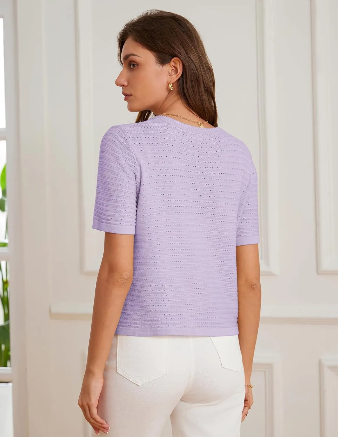 GRACE KARIN Womens Cardigan Sweaters 2025 Summer Open Front Button Down Short Sleeve Textured Knitted Sweater Tops Outfit