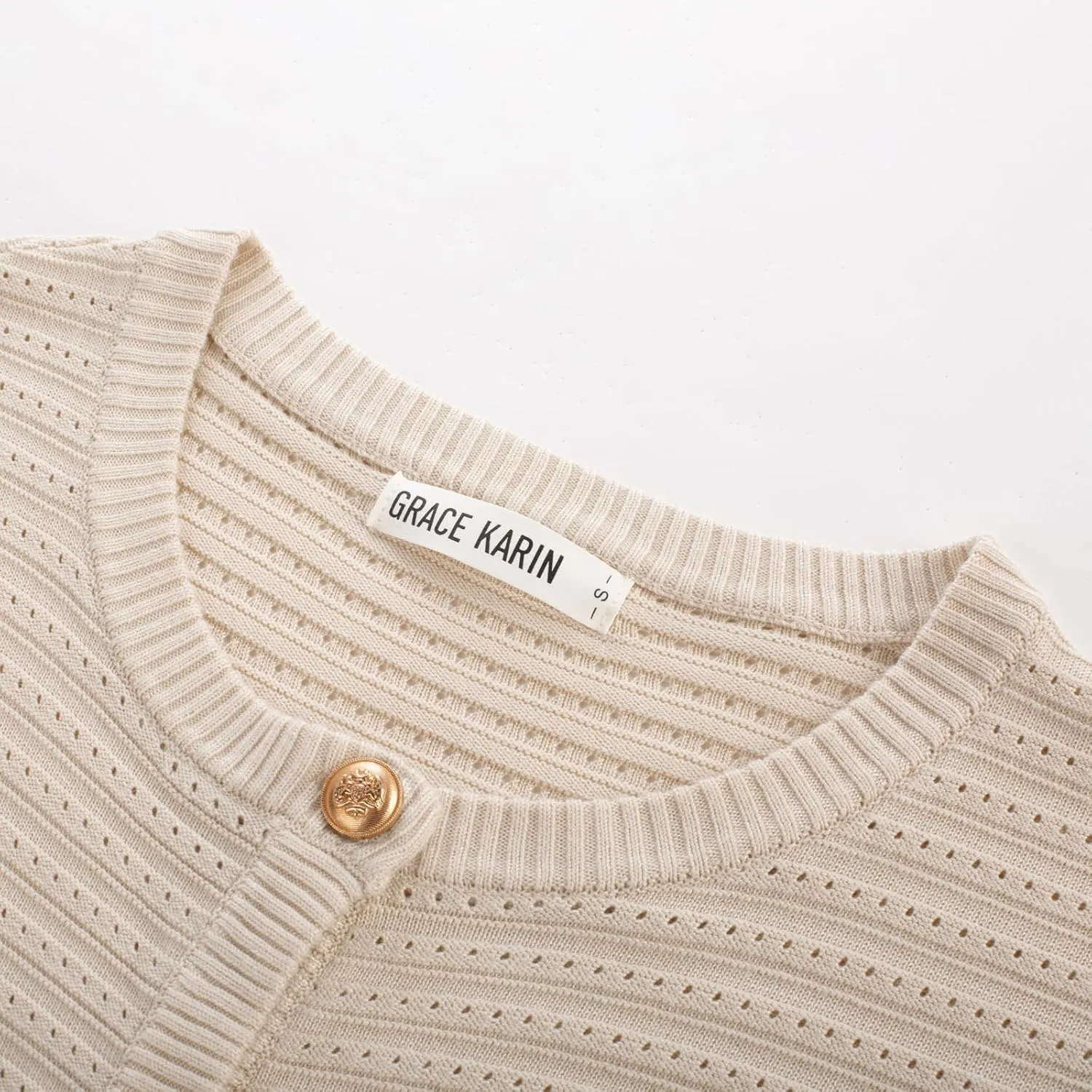 GRACE KARIN Womens Cardigan Sweaters 2025 Summer Open Front Button Down Short Sleeve Textured Knitted Sweater Tops Outfit