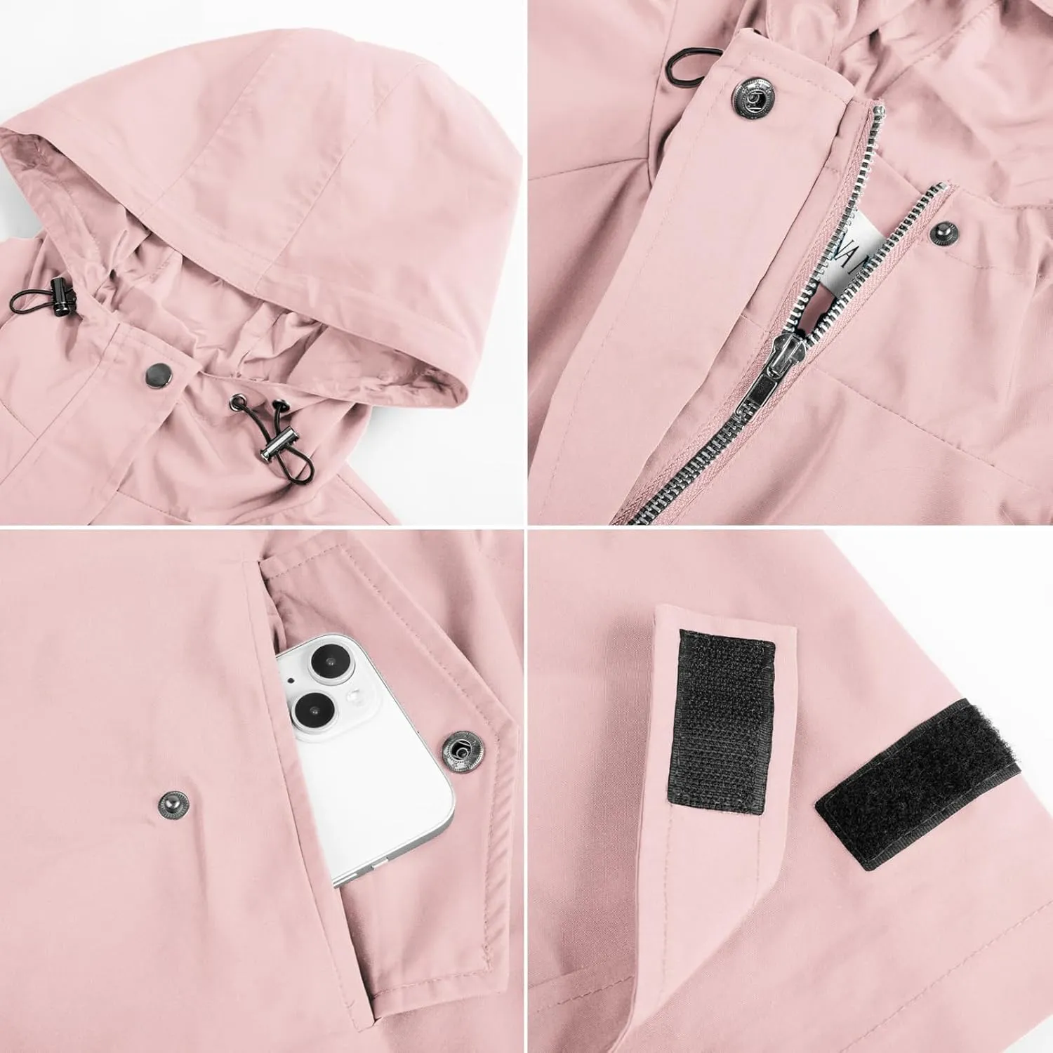 Hanna Nikole Women's Plus Size Waterproof Raincoat Lightweight Windbreaker Hooded Jacket with Pockets