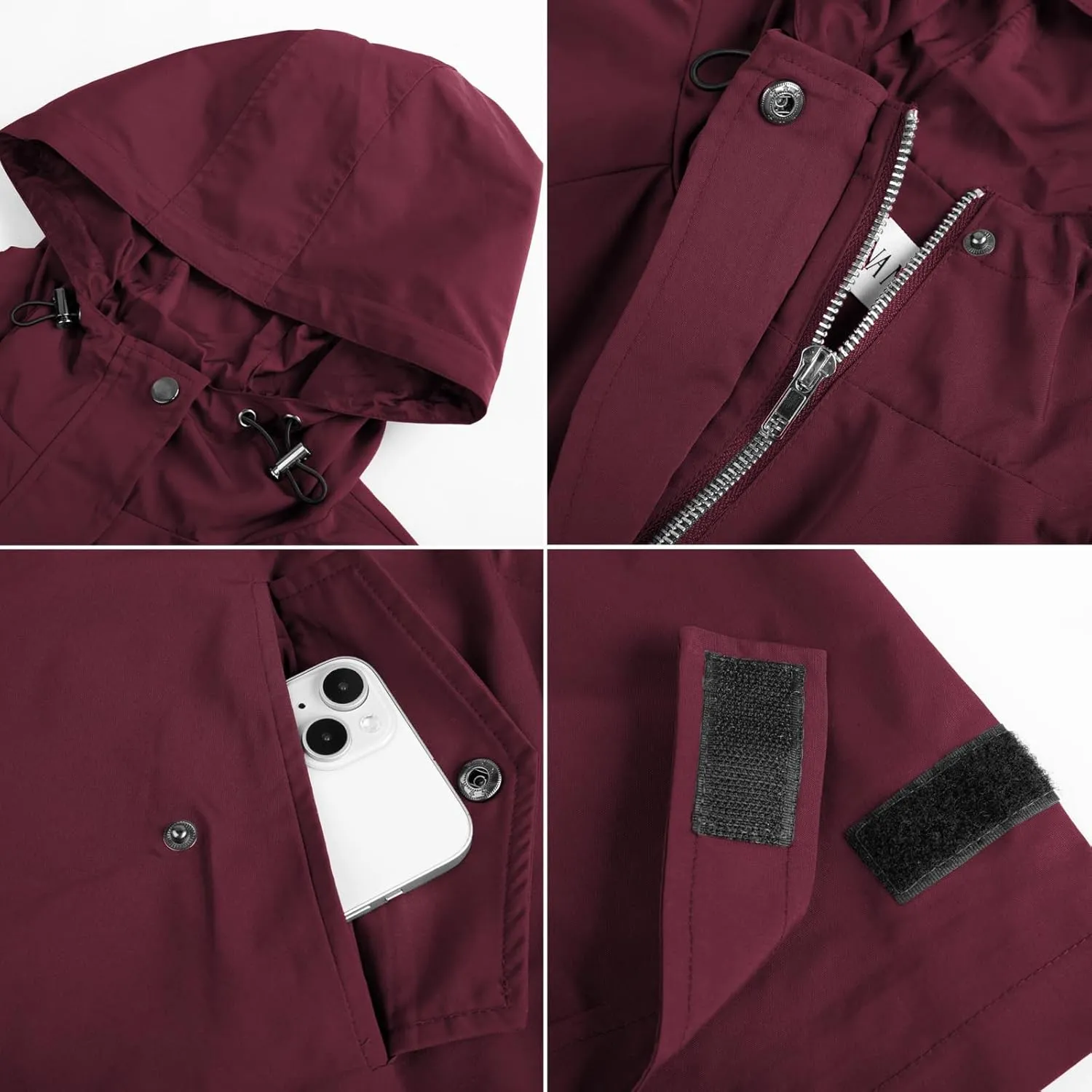 Hanna Nikole Women's Plus Size Waterproof Raincoat Lightweight Windbreaker Hooded Jacket with Pockets