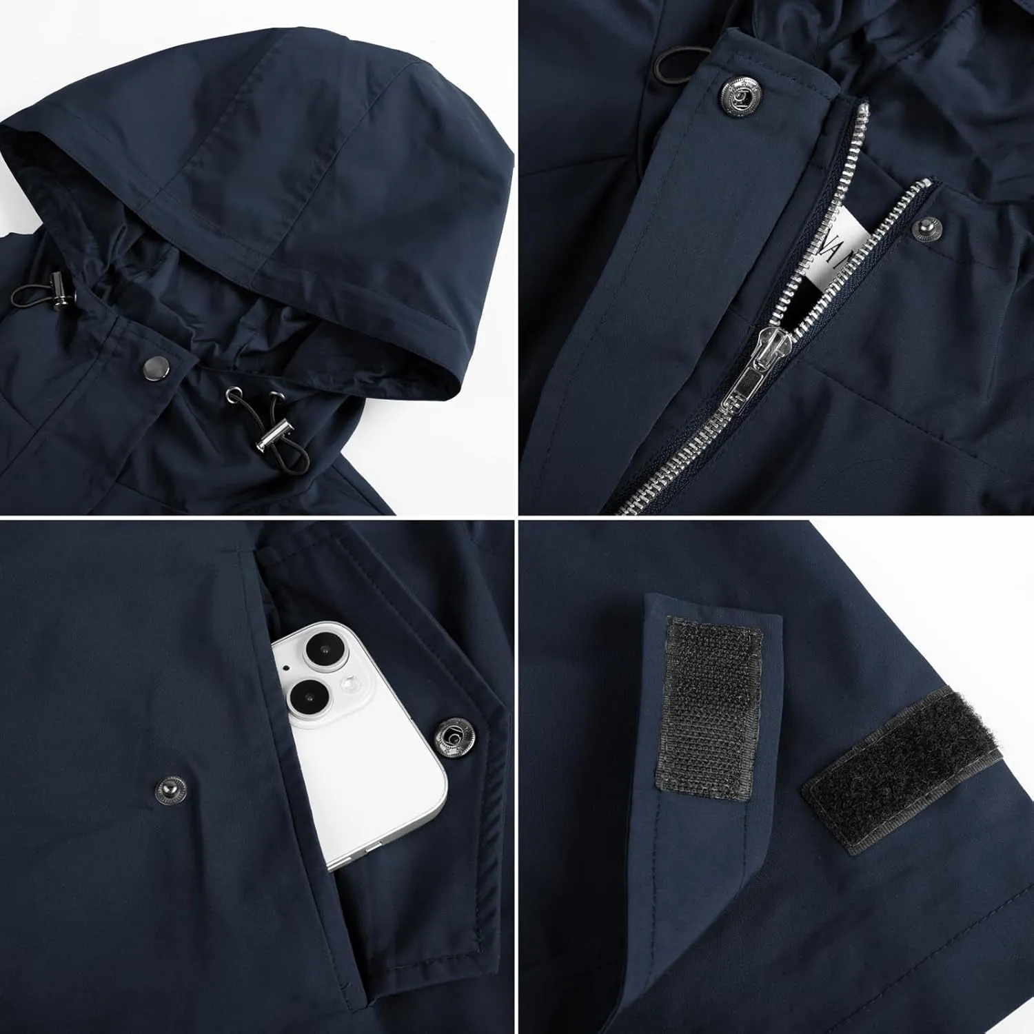 Hanna Nikole Women's Plus Size Waterproof Raincoat Lightweight Windbreaker Hooded Jacket with Pockets