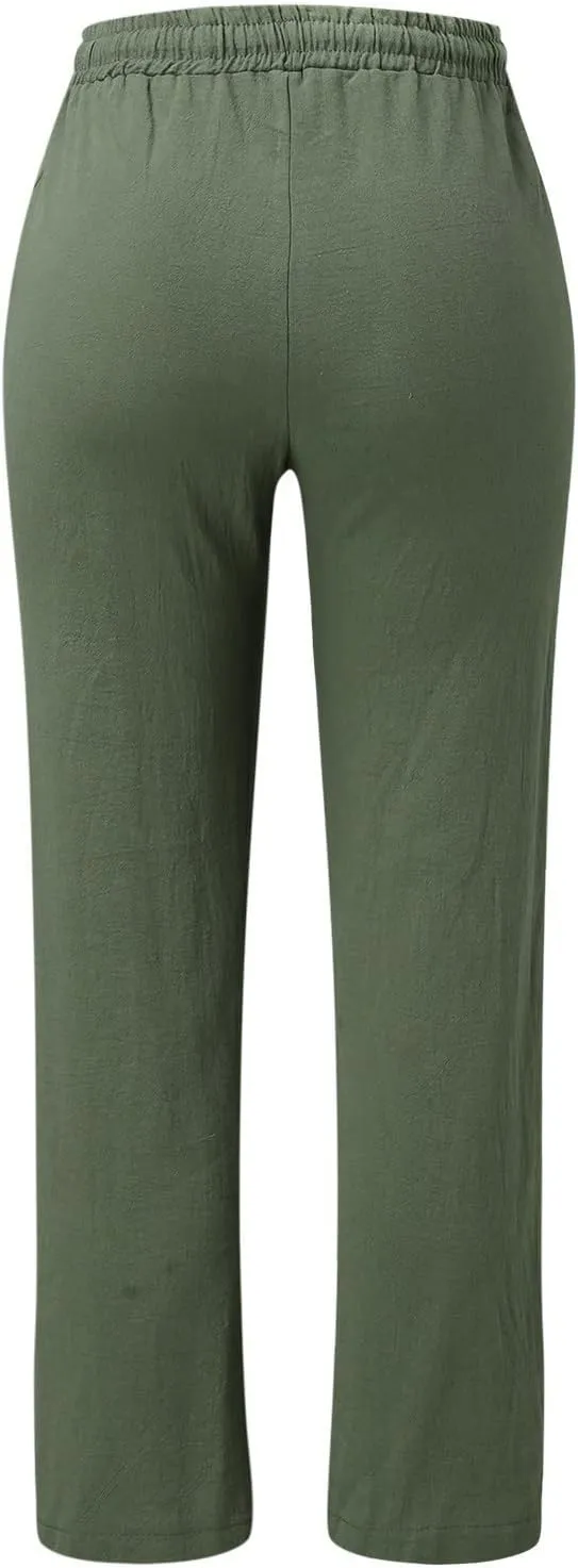 High Waisted Work Pants for Women Winter Knit Work Slacks with Pockets Barrel Pants Flare Leggings