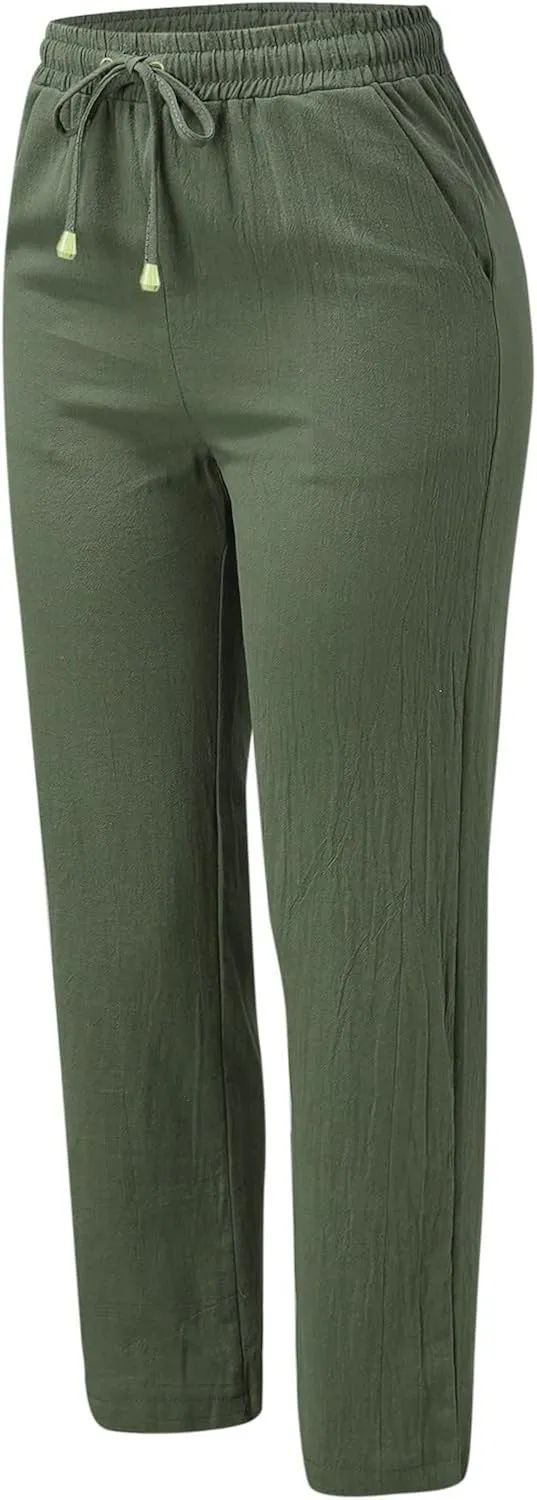 High Waisted Work Pants for Women Winter Knit Work Slacks with Pockets Barrel Pants Flare Leggings
