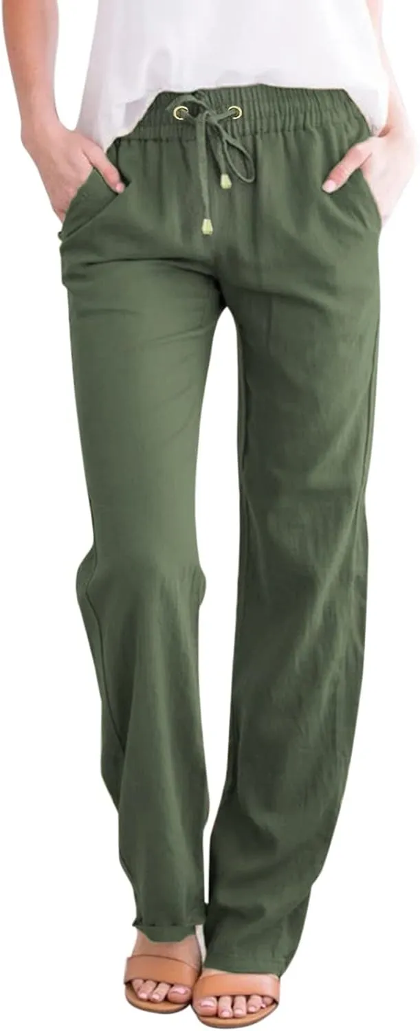 High Waisted Work Pants for Women Winter Knit Work Slacks with Pockets Barrel Pants Flare Leggings