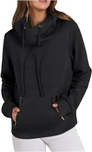 Hoodie Sweatshirt For Women Fall Fashion 2024 Casual Long Sleeve Cowl Neck Hooded Sweatshirt Teen Girls Pullovers