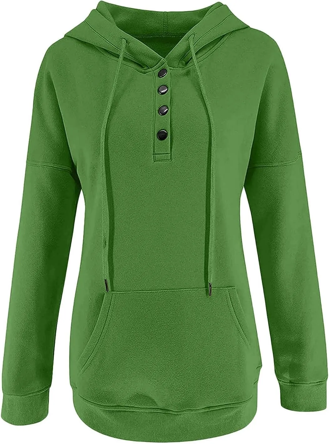 Hoodies For Women Dressy Casual 2024 Solid Basic Button Down Hooded Drawstring Sweatshirt Fall Fashion Pullover Tops