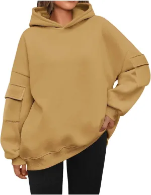 Hoodies For Women y2k Baggy Comfy Long Sleeve Pullover Sweat Shirt Pullover Tops Fall Clothes 2024 With Side Pockets