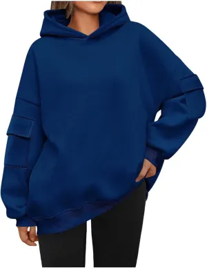 Hoodies For Women y2k Baggy Comfy Long Sleeve Pullover Sweat Shirt Pullover Tops Fall Clothes 2024 With Side Pockets