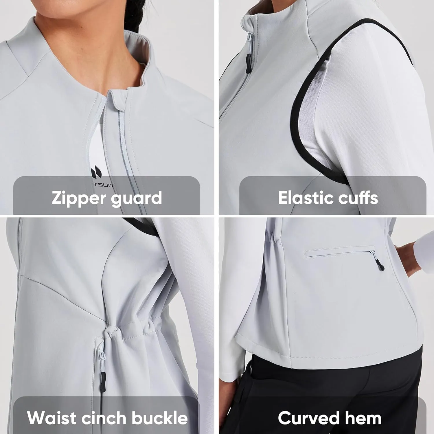 HOTSUIT Womens Lightweight Vest with 5 Pockets Windproof Sleeveless Jacket for Hiking Golf Vest, Black, M